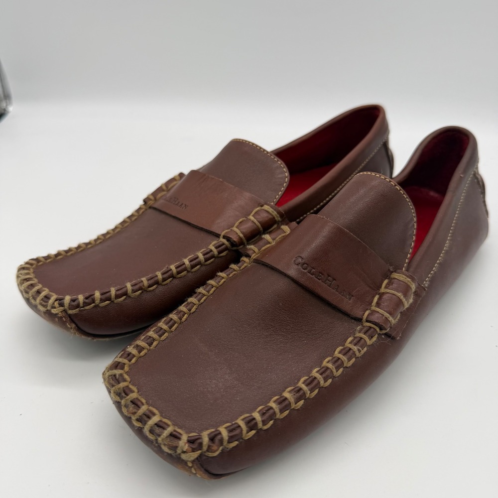 Cole Haan Country Vintage Women's Brown Leather Driving Square Toe Loafers 8.5AA